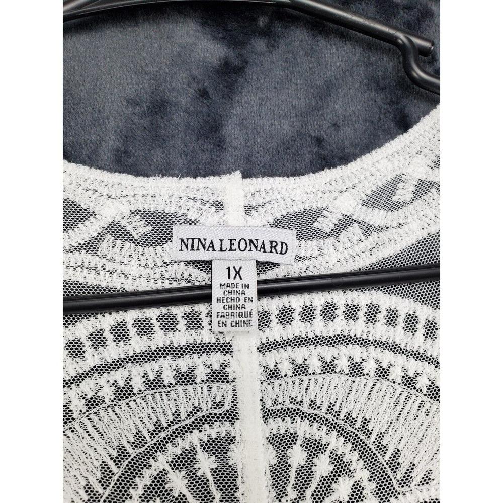 Nina Leonard White Lace Crochet Cover-Up - Picture 6 of 8